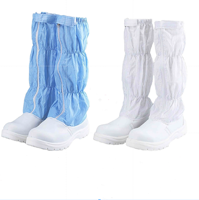 PU 가죽 5mm 반 정적 직물 흰색 파란색 청소실 신발 호흡 재사용