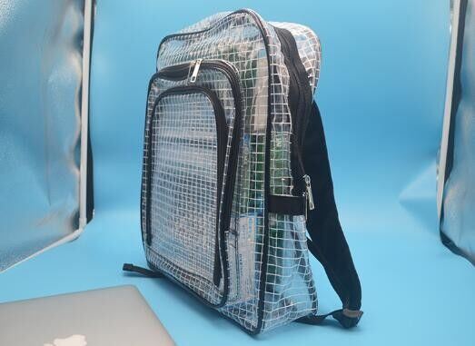 Clear PVC Anti-Static Cleanroom Tool Bag 39x10x34cm with Zipper and Shoulder Straps
